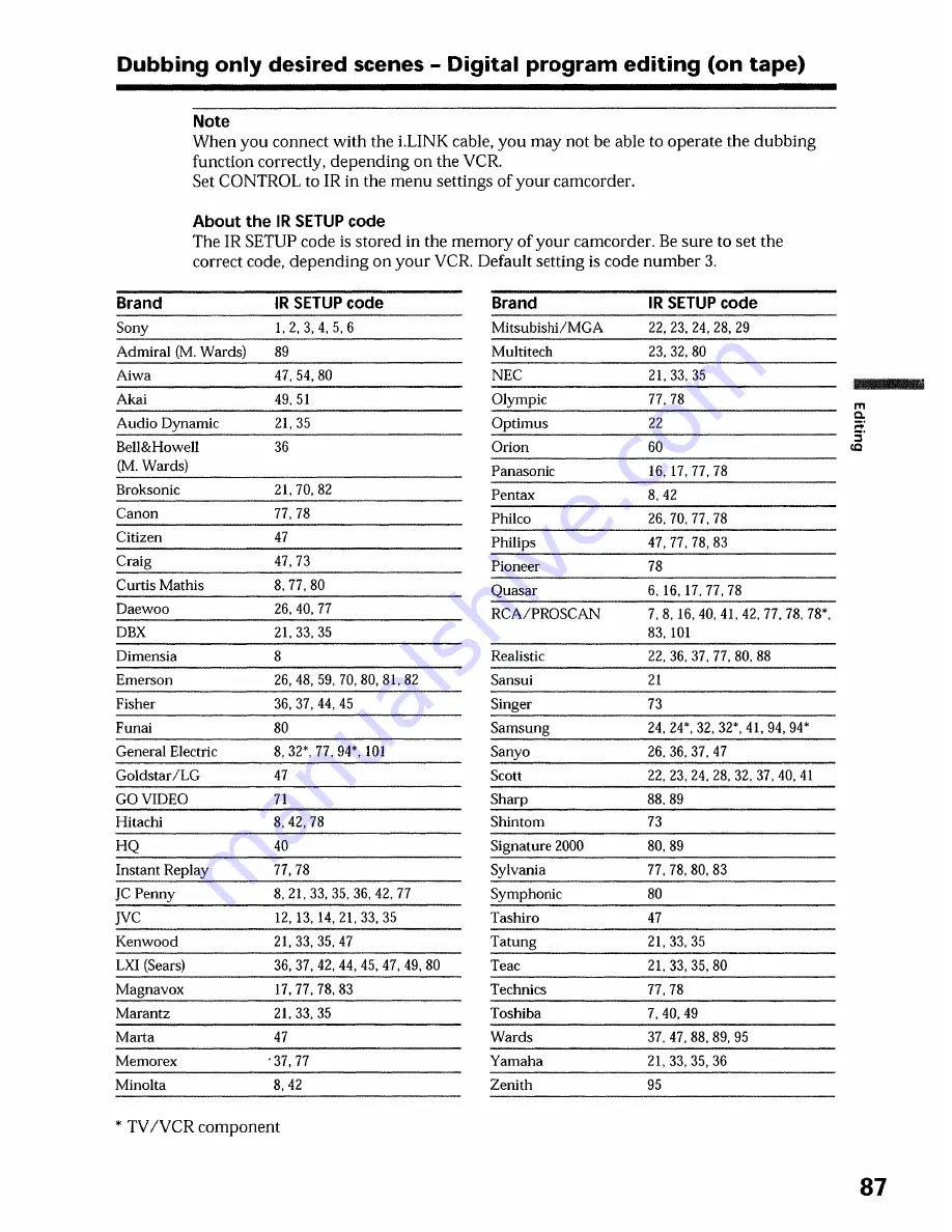 Sony DCR-TRV19 Manual de instrucciones / Manual de instrucoes Operating Instructions Manual Download Page 87