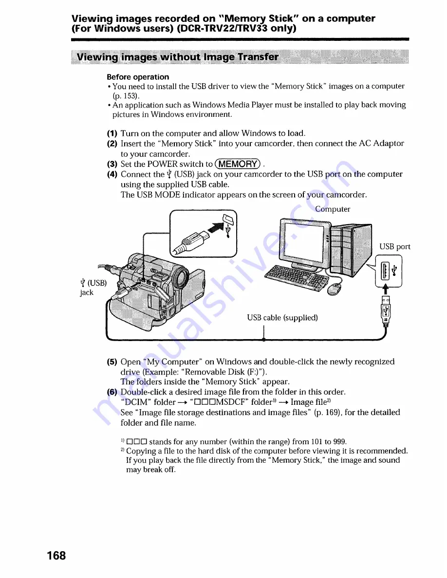 Sony DCR-TRV19 Manual de instrucciones / Manual de instrucoes Operating Instructions Manual Download Page 168