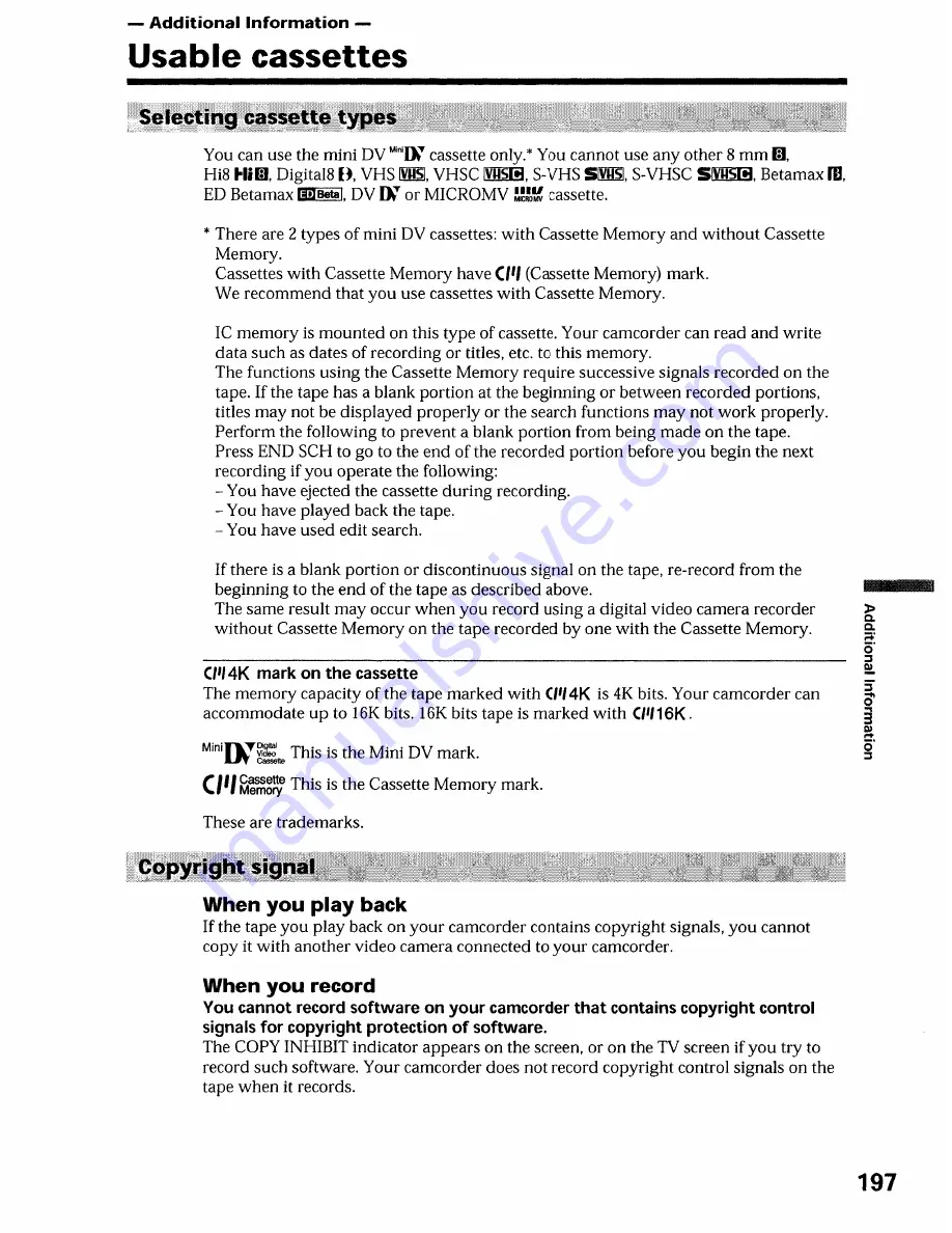 Sony DCR-TRV19 Manual de instrucciones / Manual de instrucoes Operating Instructions Manual Download Page 197