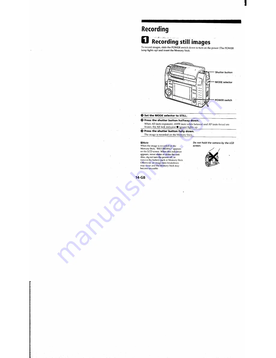 Sony DSC-F55 - Cyber-shot Digital Still Camera User Manual Download Page 14