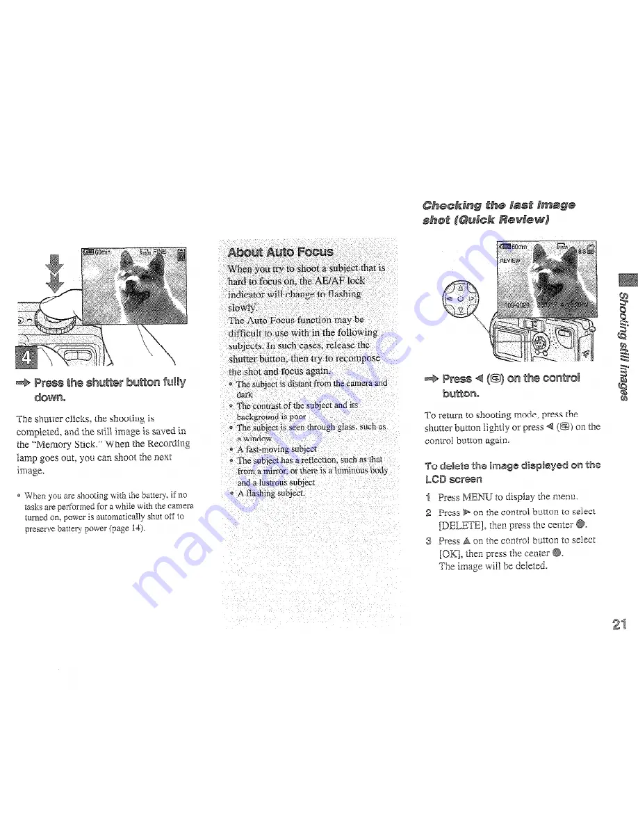 Sony DSC-P2 - Cyber-shot Digital Still Camera Operating Instructions Manual Download Page 21