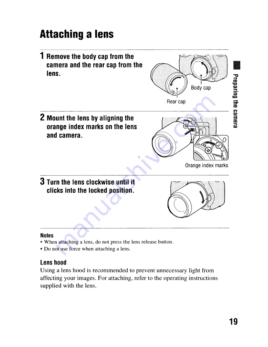 Sony DSLR-A300 - alpha; Digital Single Lens Reflex Camera Body Instruction Manual Download Page 19