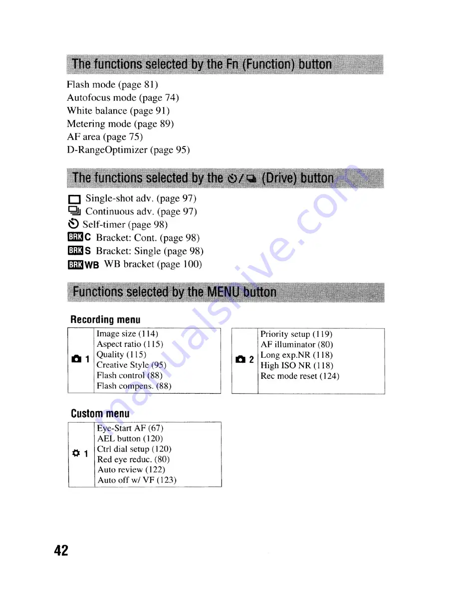 Sony DSLR-A300 - alpha; Digital Single Lens Reflex Camera Body Instruction Manual Download Page 42