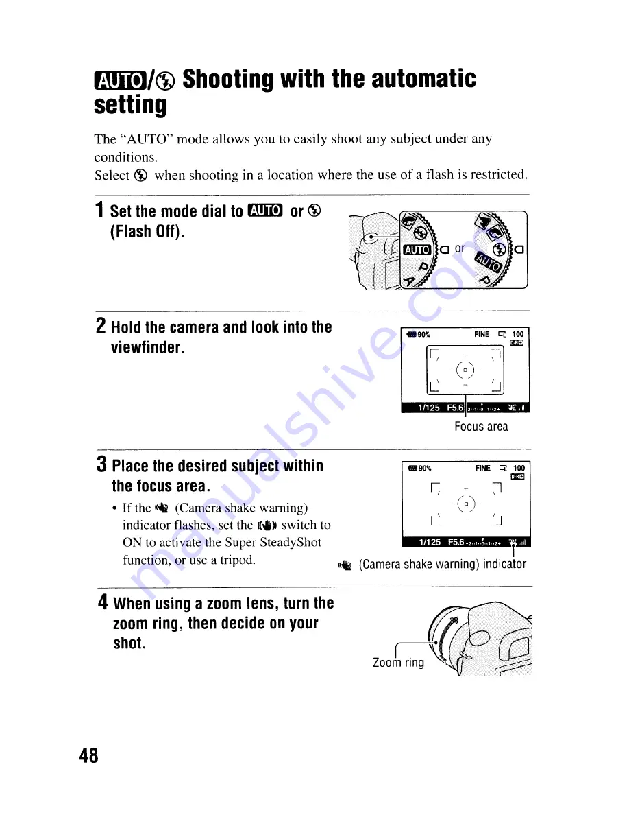 Sony DSLR-A300 - alpha; Digital Single Lens Reflex Camera Body Instruction Manual Download Page 48