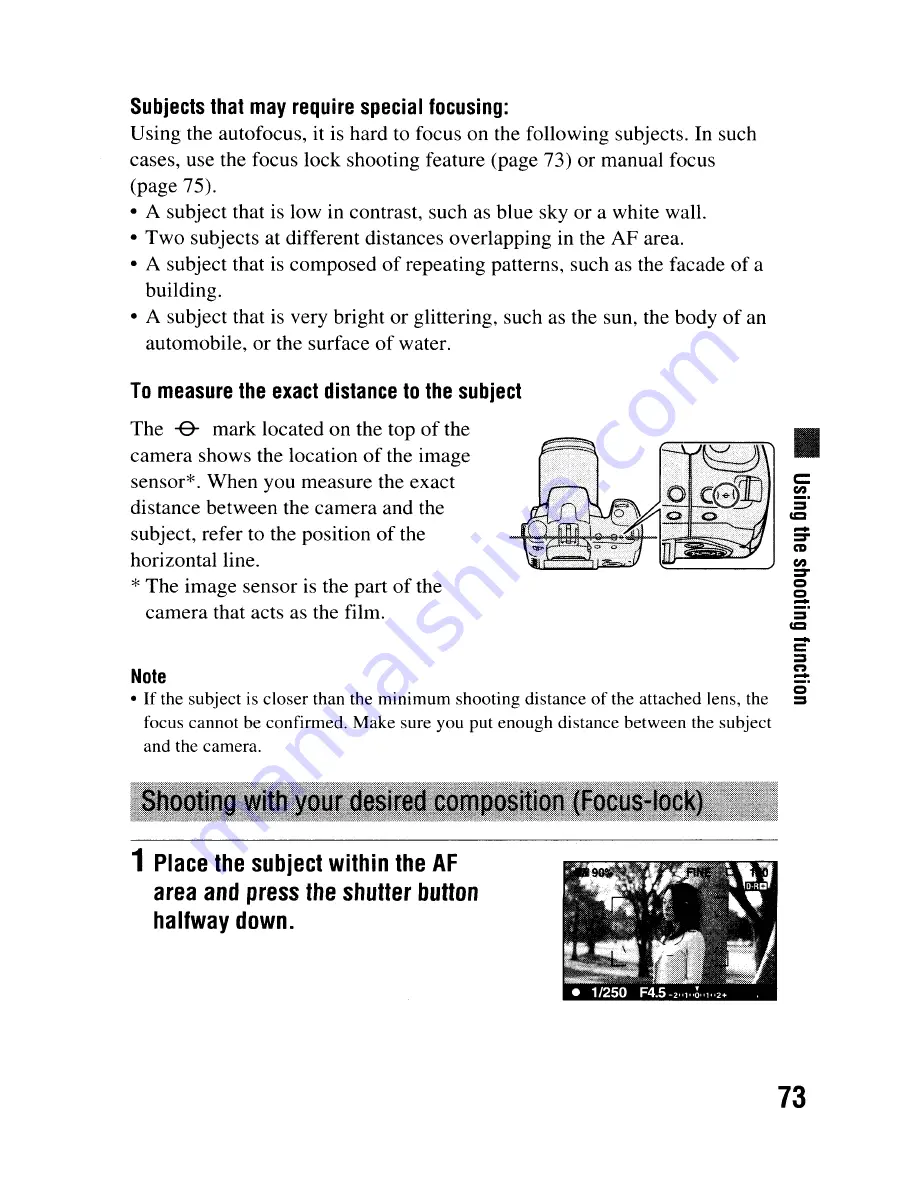 Sony DSLR-A300 - alpha; Digital Single Lens Reflex Camera Body Instruction Manual Download Page 73