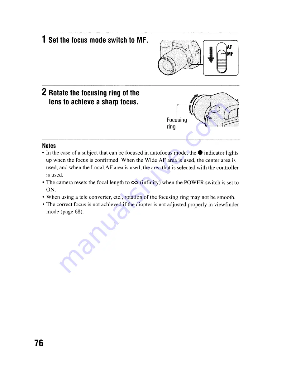 Sony DSLR-A300 - alpha; Digital Single Lens Reflex Camera Body Instruction Manual Download Page 76