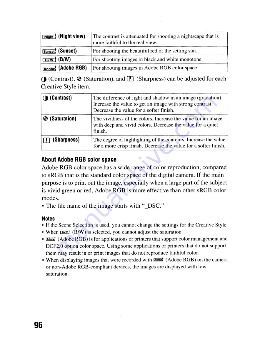 Sony DSLR-A300 - alpha; Digital Single Lens Reflex Camera Body Instruction Manual Download Page 96