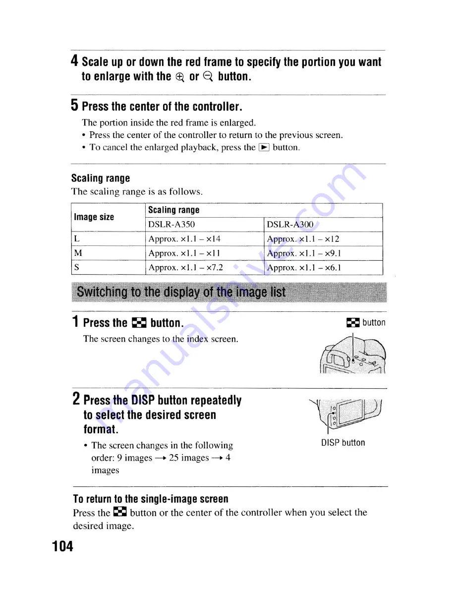 Sony DSLR-A300 - alpha; Digital Single Lens Reflex Camera Body Instruction Manual Download Page 104