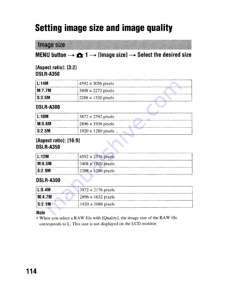 Sony DSLR-A300 - alpha; Digital Single Lens Reflex Camera Body Instruction Manual Download Page 114