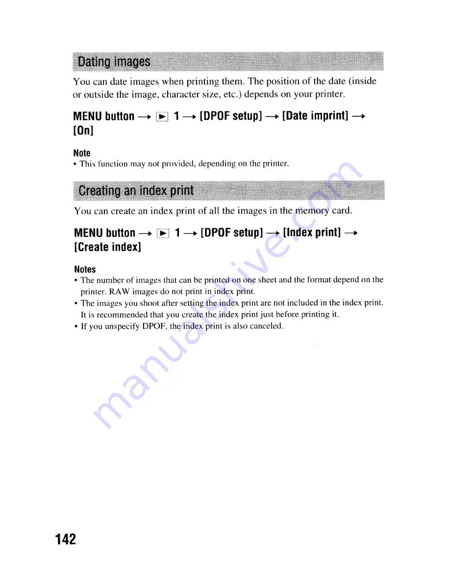 Sony DSLR-A300 - alpha; Digital Single Lens Reflex Camera Body Instruction Manual Download Page 142