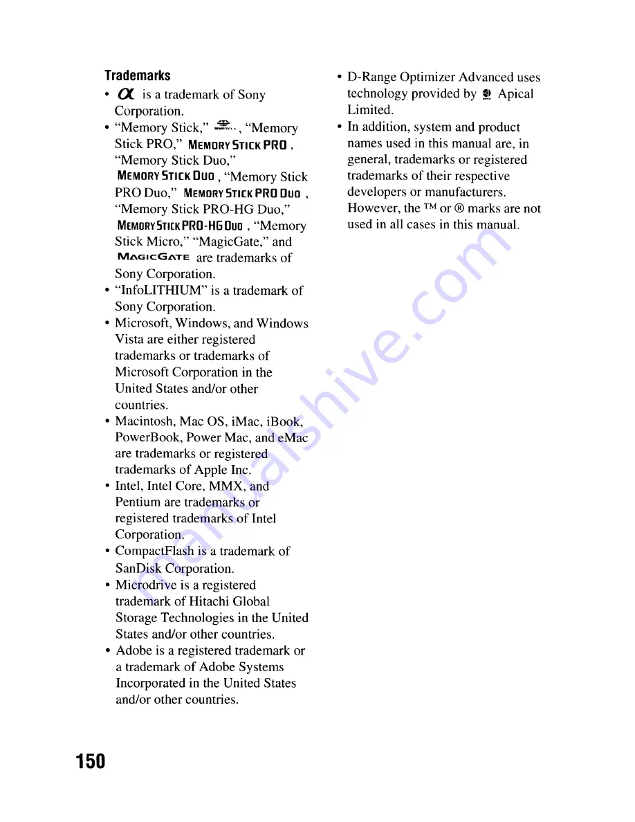 Sony DSLR-A300 - alpha; Digital Single Lens Reflex Camera Body Instruction Manual Download Page 150