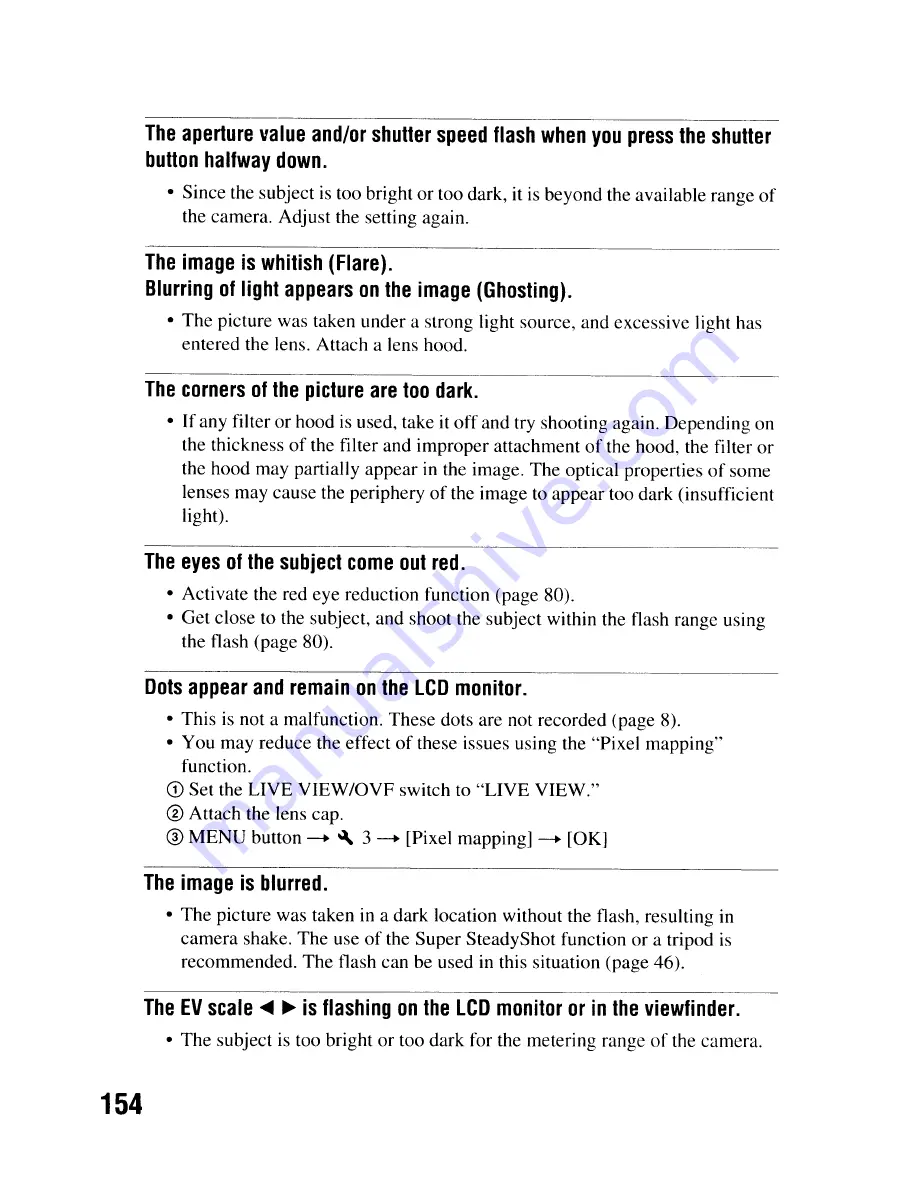 Sony DSLR-A300 - alpha; Digital Single Lens Reflex Camera Body Instruction Manual Download Page 154