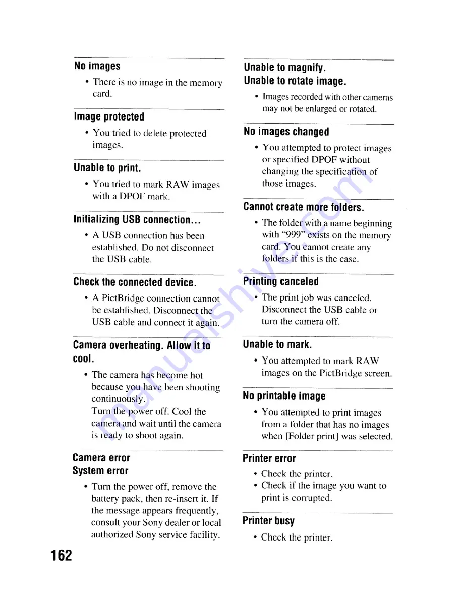 Sony DSLR-A300 - alpha; Digital Single Lens Reflex Camera Body Instruction Manual Download Page 162