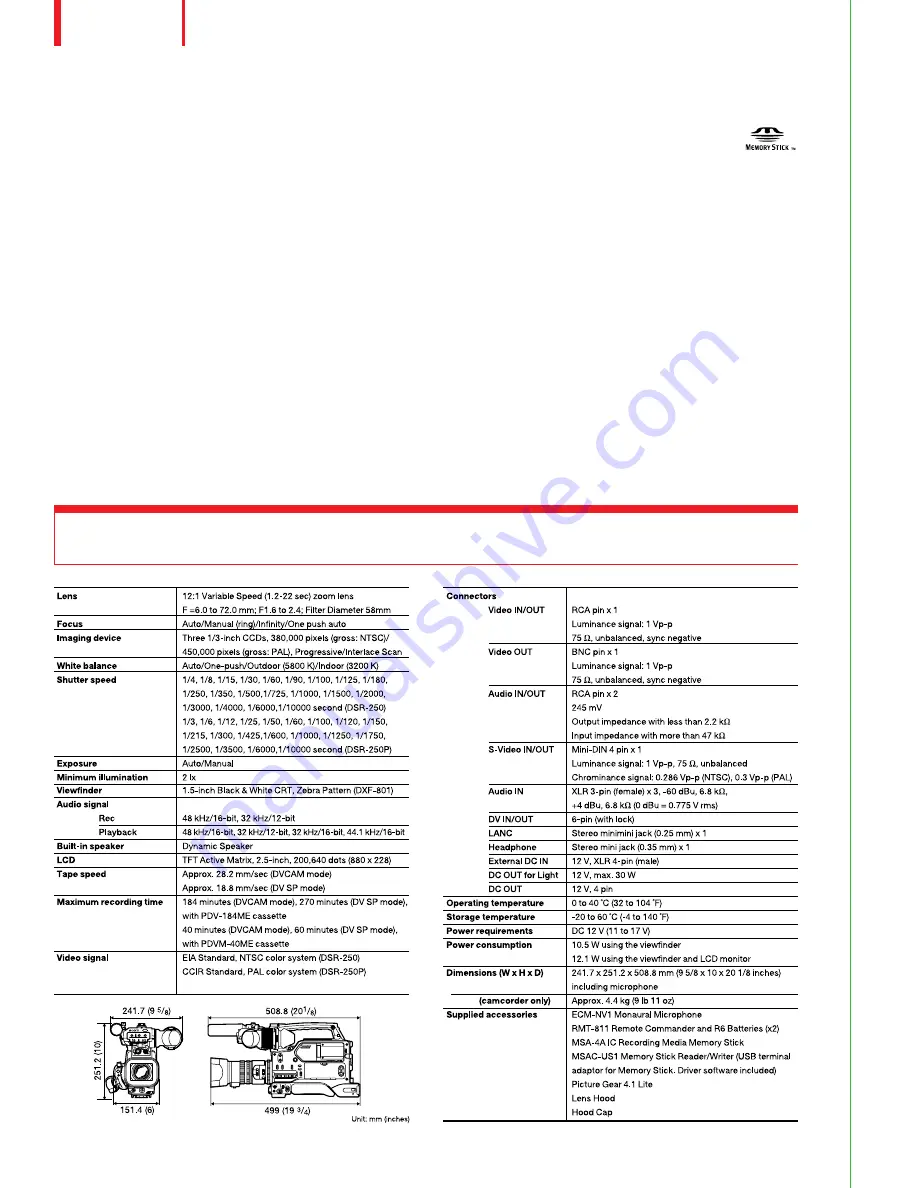 Sony DSR-250 Brochure & Specs Download Page 4