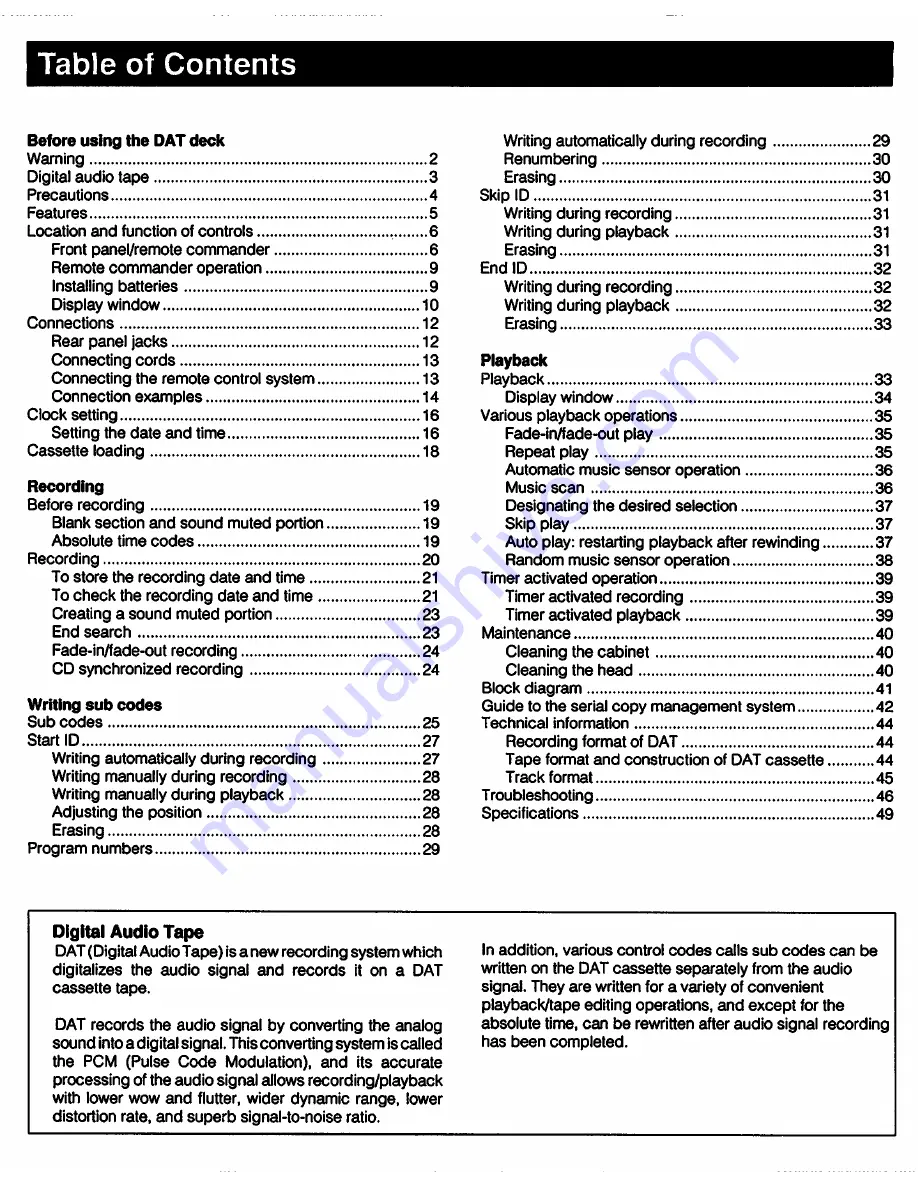 Sony DTC-57ES Operating Instructions Manual Download Page 3