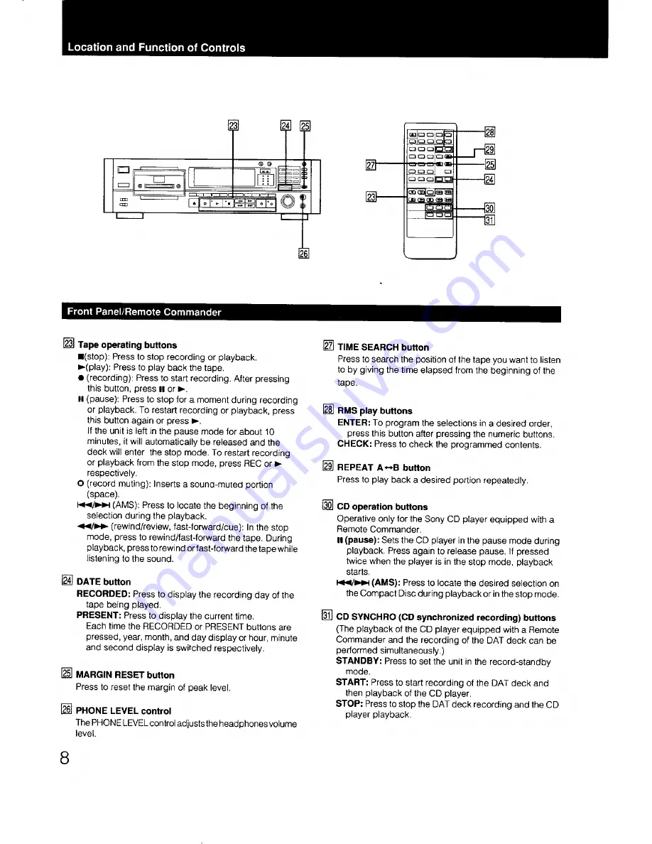 Sony DTC-87ES Operating Instructions Manual Download Page 8