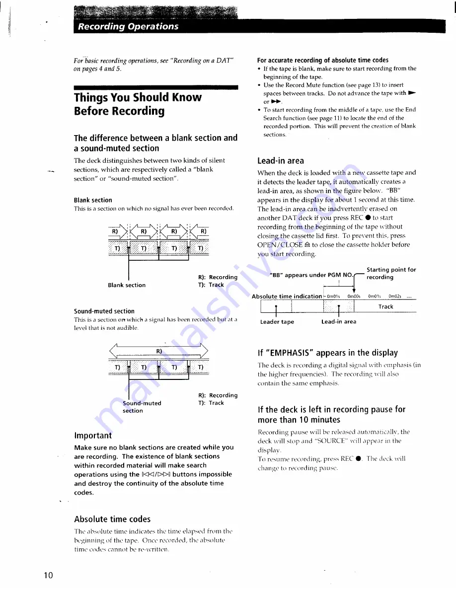 Sony DTC-ZA5ES Operating Instructions Manual Download Page 10