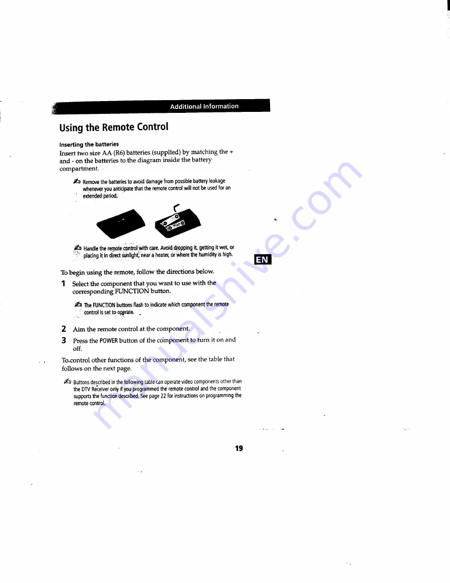 Sony DTR-HD1 - Digital Television Tuner Operating Instructions Manual Download Page 19