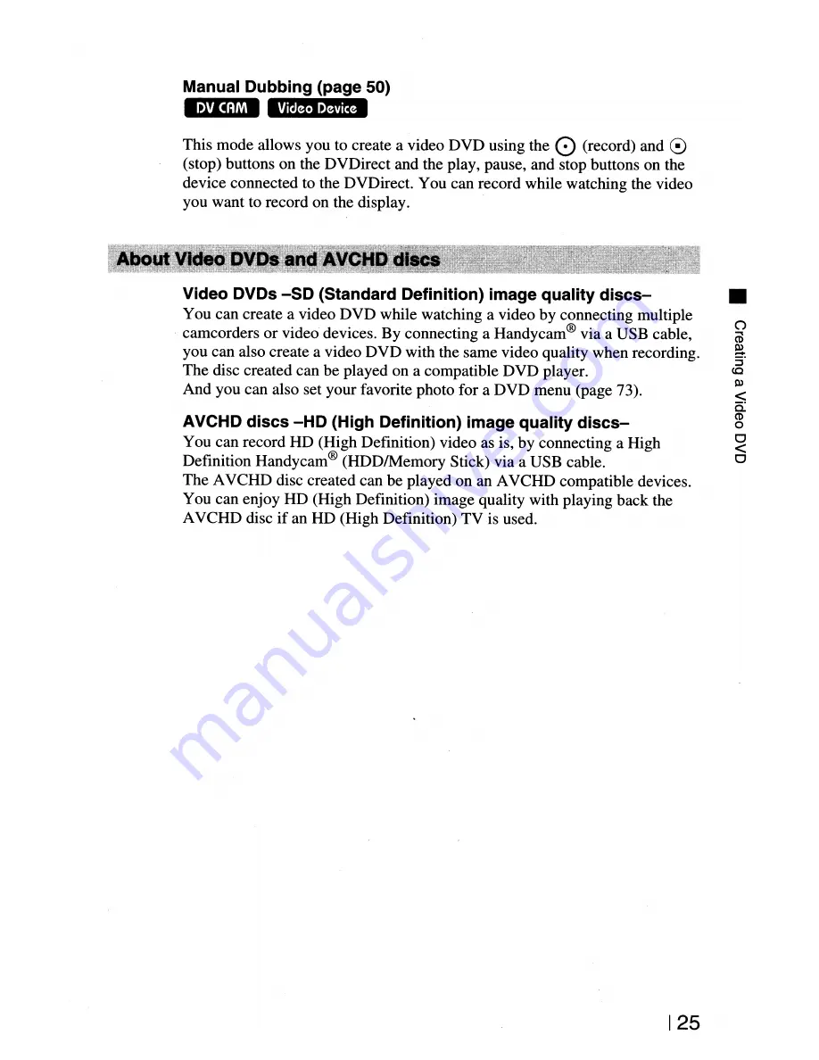 Sony DVDirect VRD-MC5 Operating Instructions Manual Download Page 25