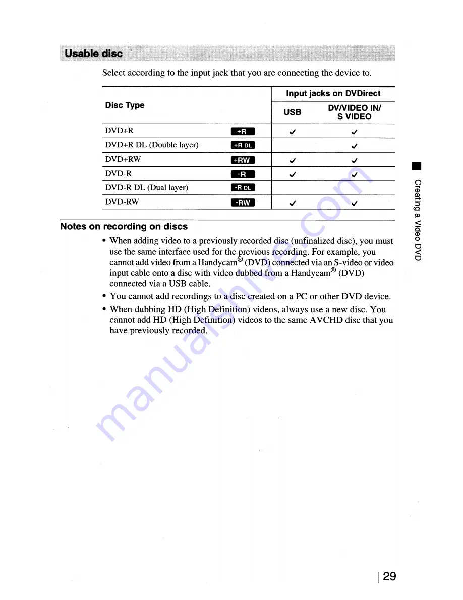 Sony DVDirect VRD-MC5 Operating Instructions Manual Download Page 29