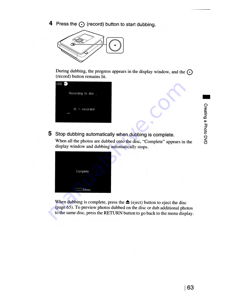 Sony DVDirect VRD-MC5 Operating Instructions Manual Download Page 63