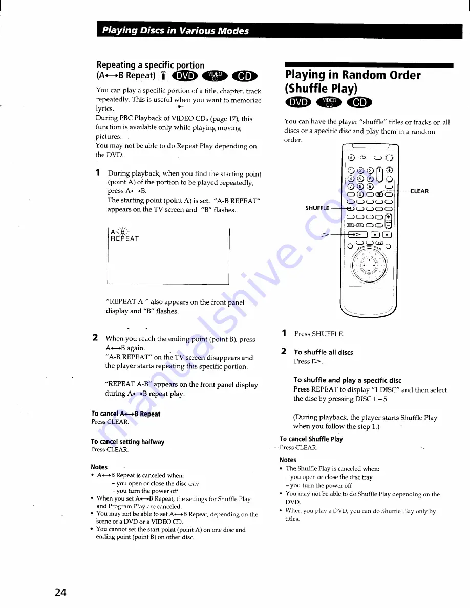 Sony DVP-C600D - 5 Disc Cd/dvd Player Скачать руководство пользователя страница 24