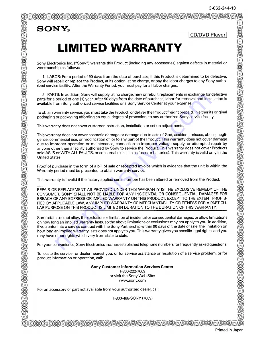 Sony DVP-FX701 Operating Instructions corrections (pg.9: disposal) Скачать руководство пользователя страница 74