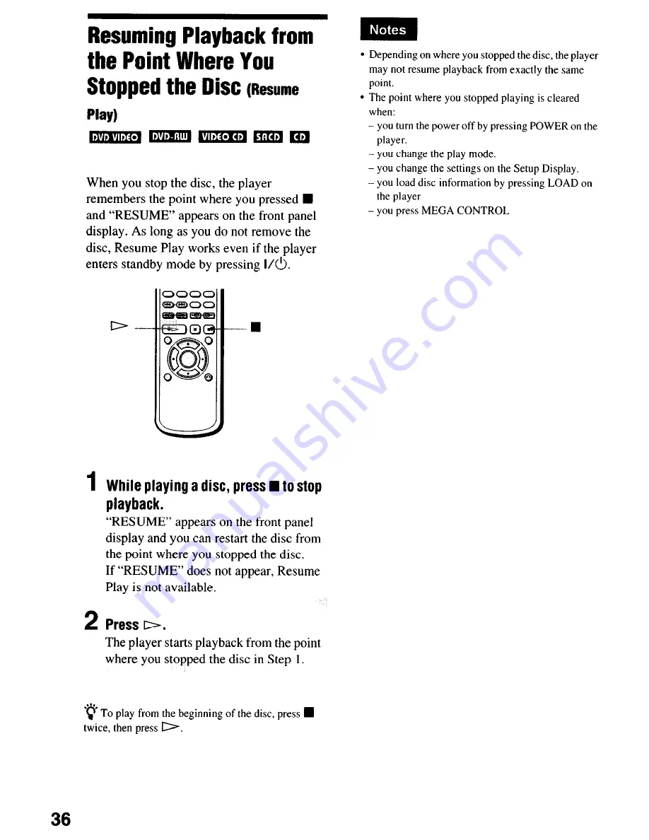 Sony DVP-NC650V Operating Instructions Manual Download Page 36