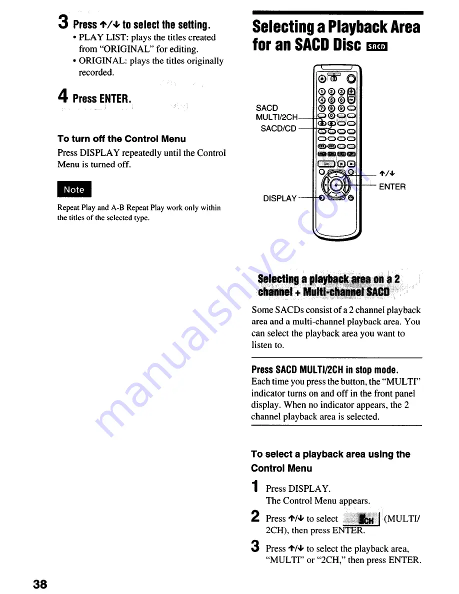 Sony DVP-NC650V Operating Instructions Manual Download Page 38