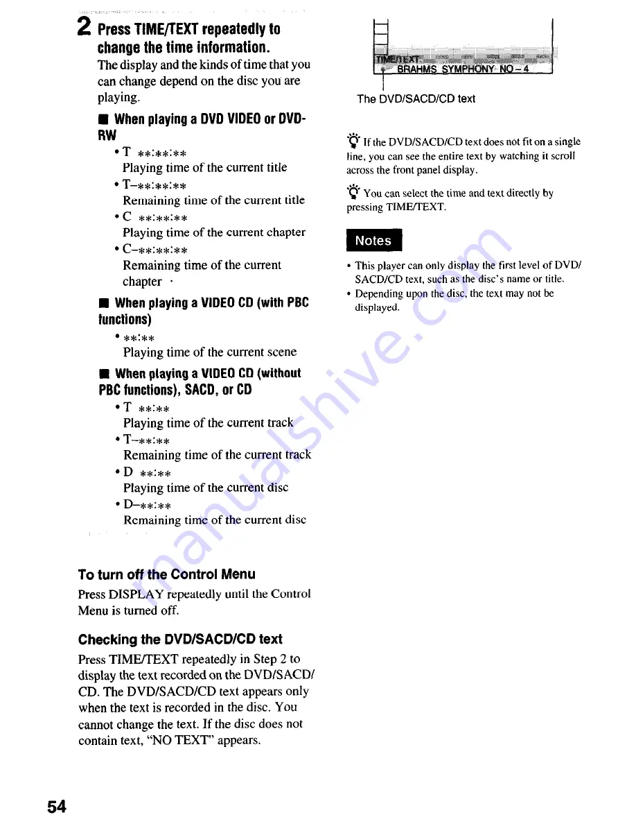 Sony DVP-NC650V Operating Instructions Manual Download Page 54