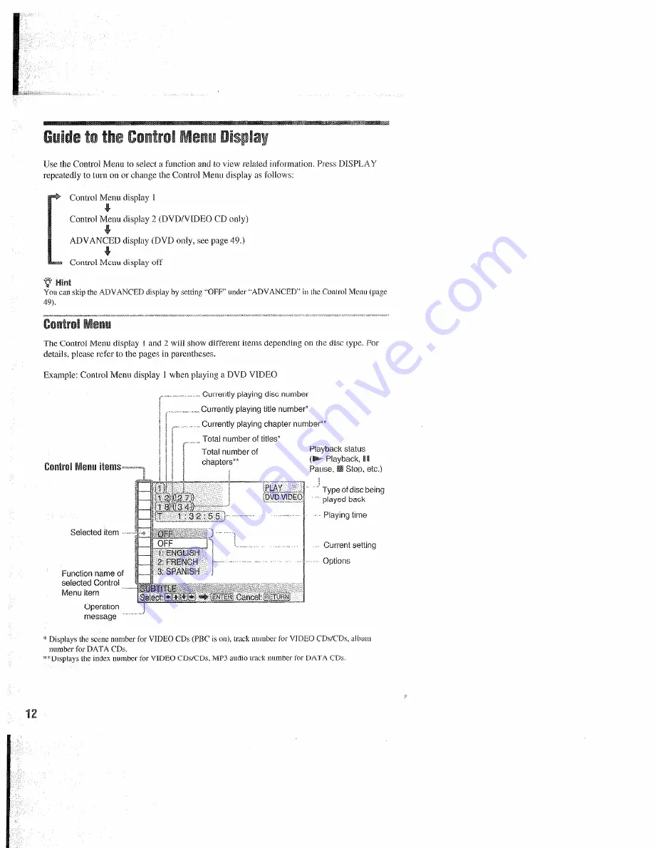 Sony DVP-NC655P Operating Instructions Manual Download Page 12