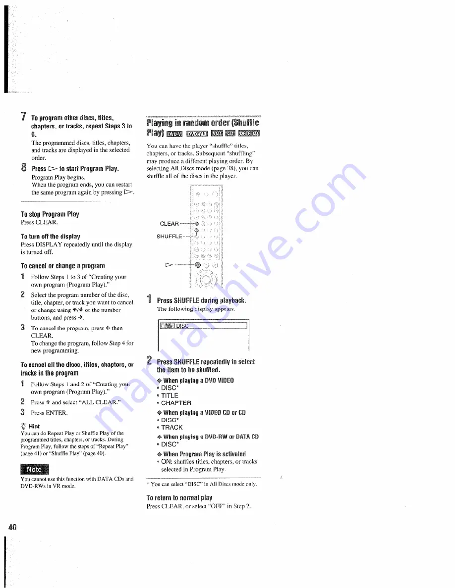 Sony DVP-NC655P Operating Instructions Manual Download Page 40