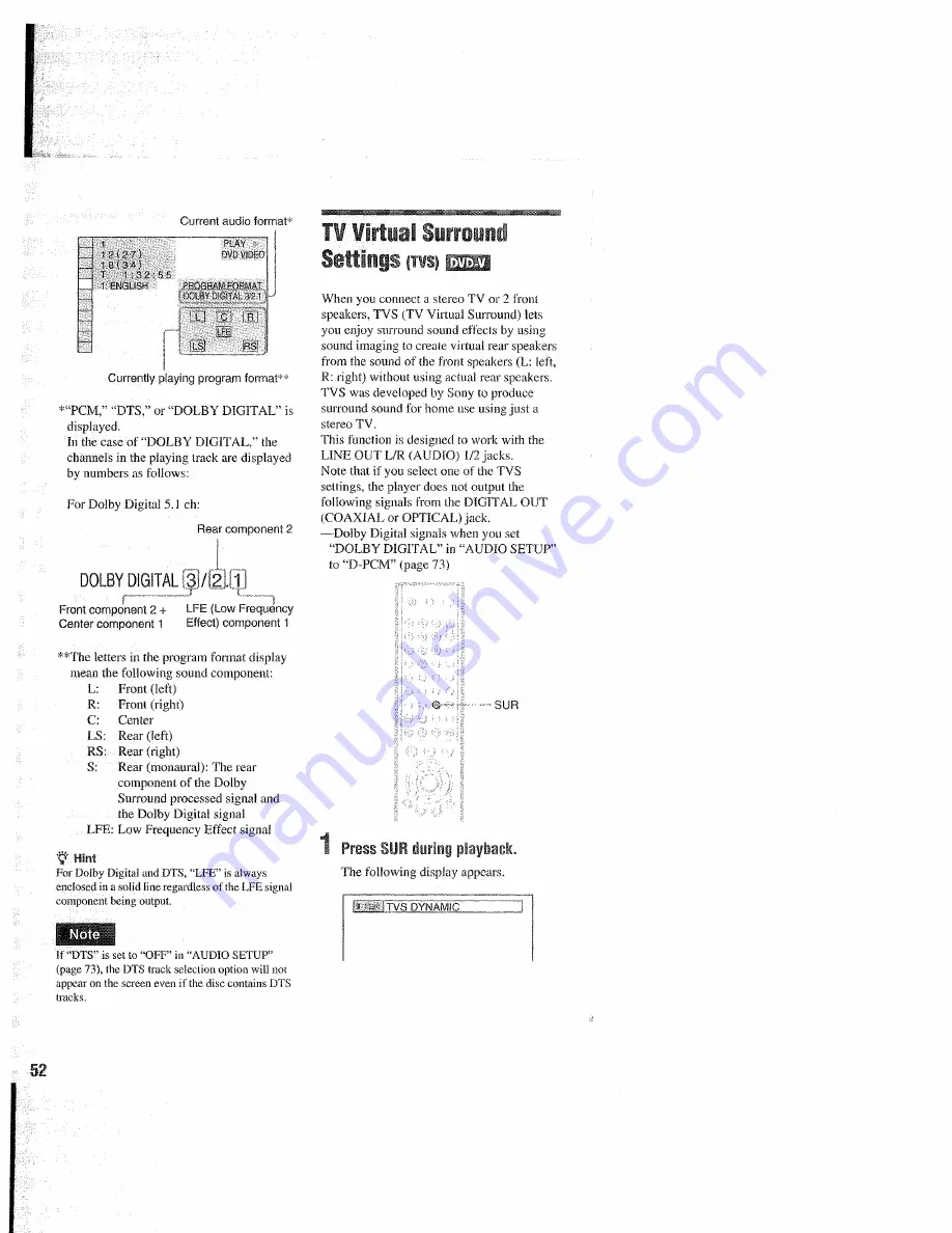 Sony DVP-NC655P Operating Instructions Manual Download Page 52