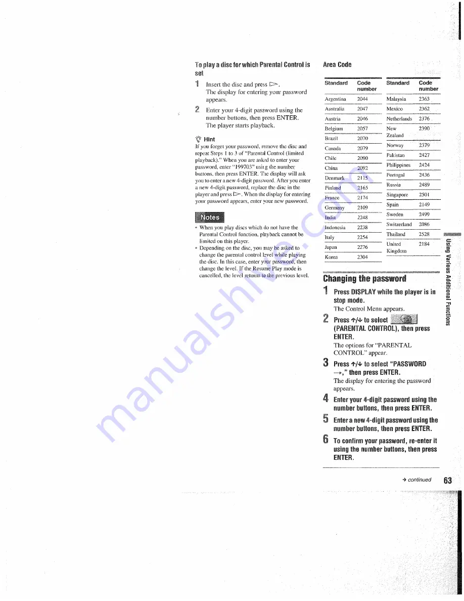 Sony DVP-NC655P Operating Instructions Manual Download Page 63