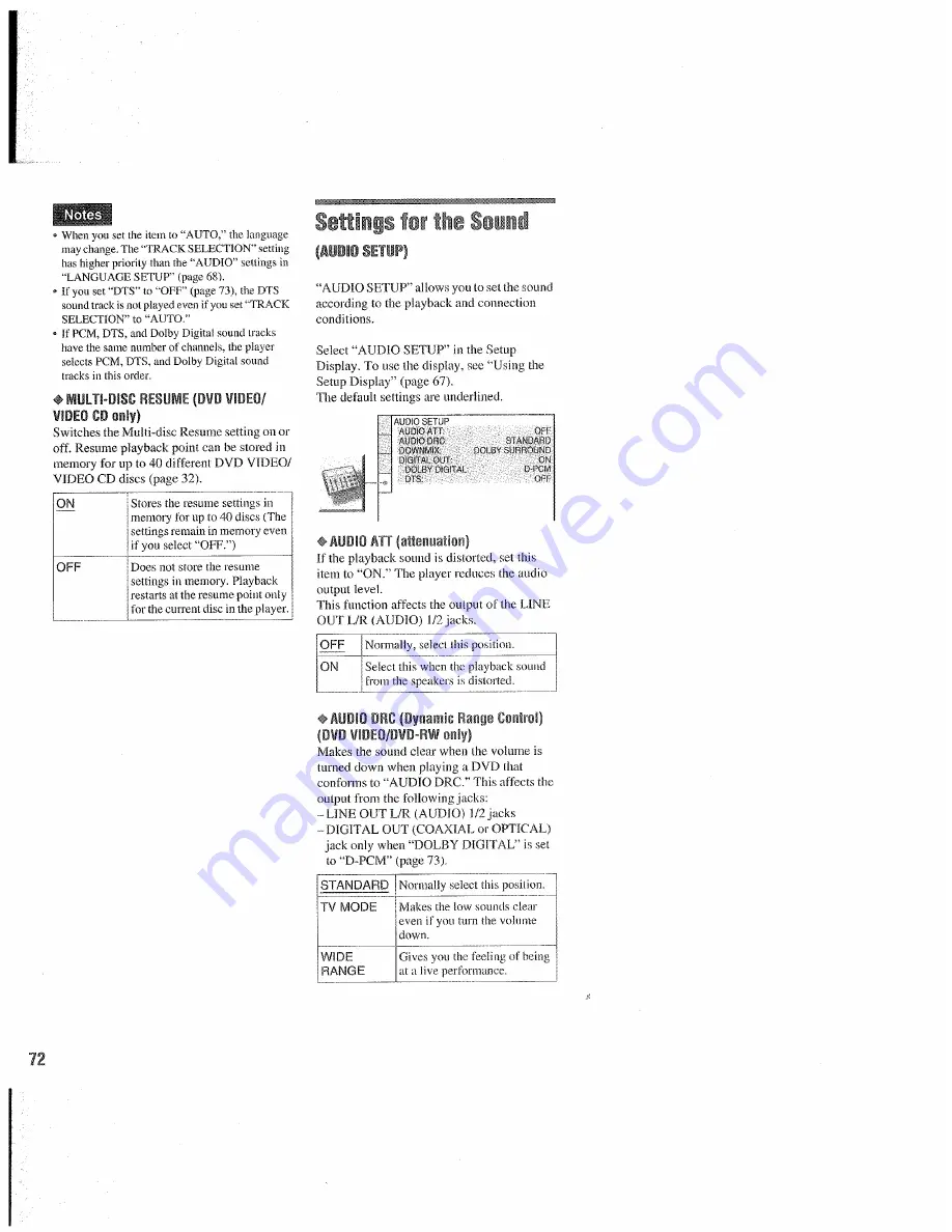 Sony DVP-NC655P Operating Instructions Manual Download Page 72