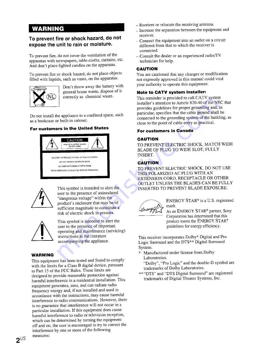 Sony DVP-NC665P Owner'S Manual Download Page 2