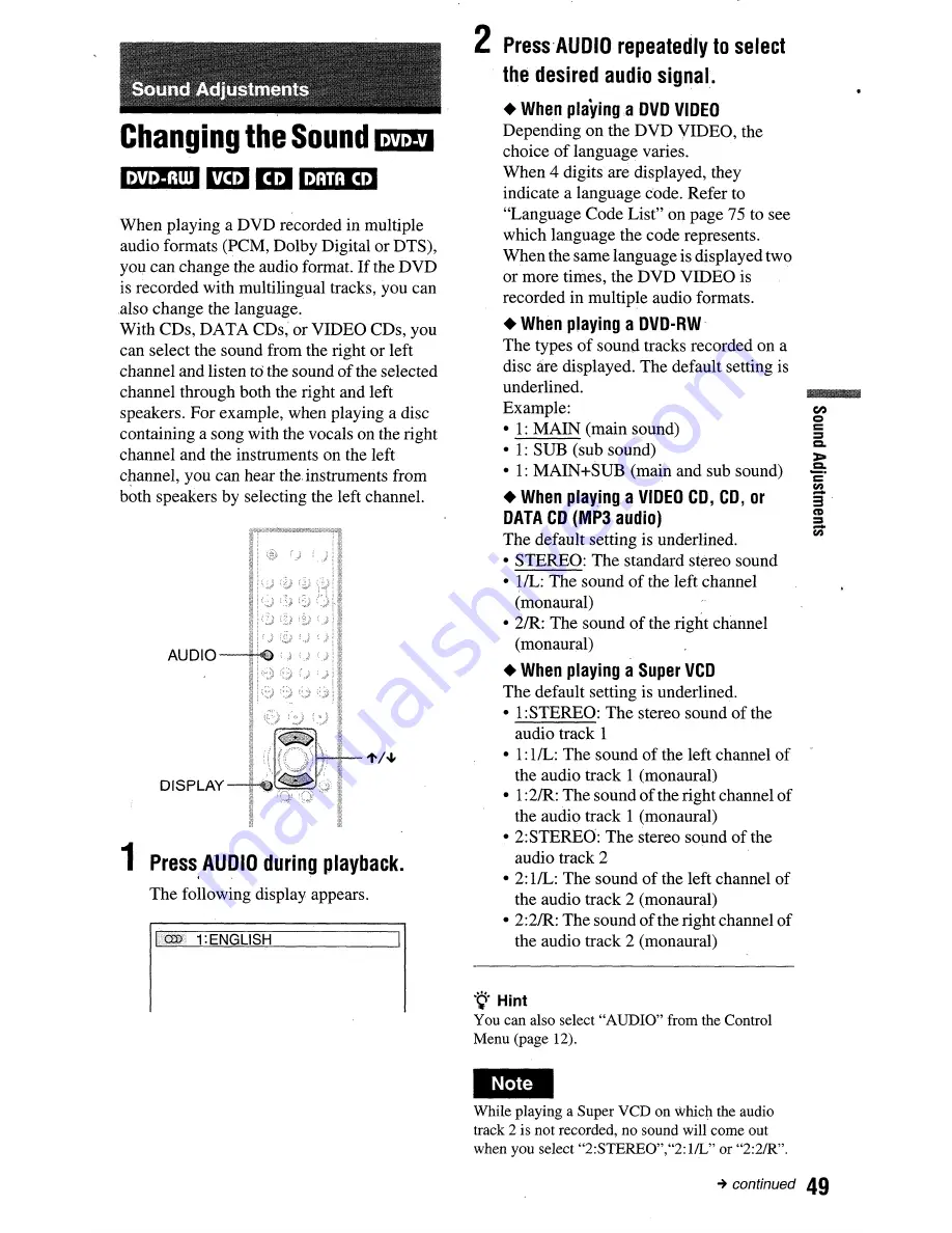 Sony DVP-NC665P Owner'S Manual Download Page 110