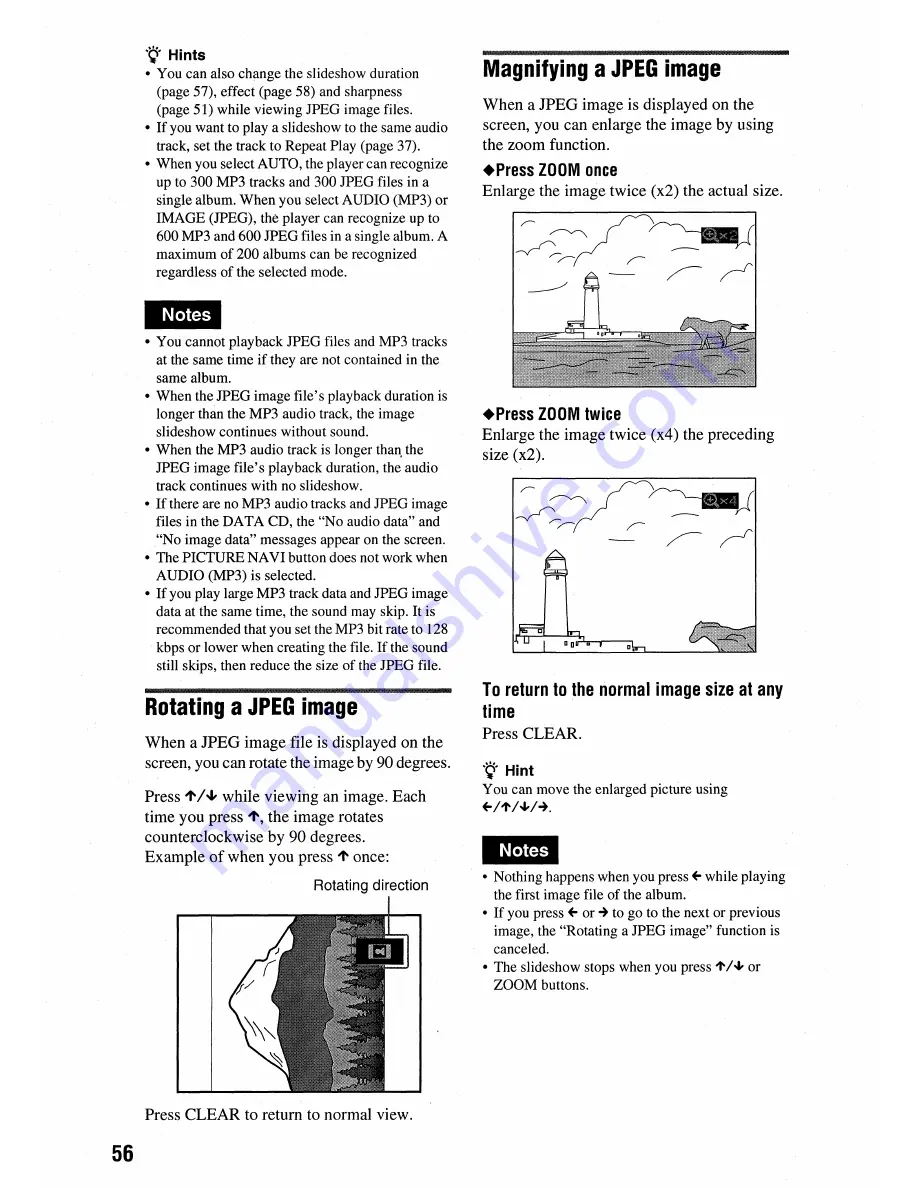 Sony DVP-NC675P  (DVP-NC675P CD/DVD Player) Operating Instructions Manual Download Page 56