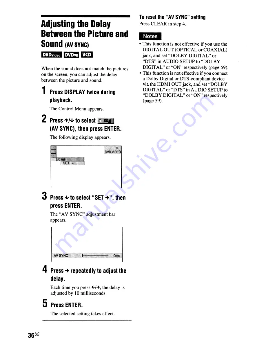 Sony DVP-NCBOOH Operating Instructions Manual Download Page 36