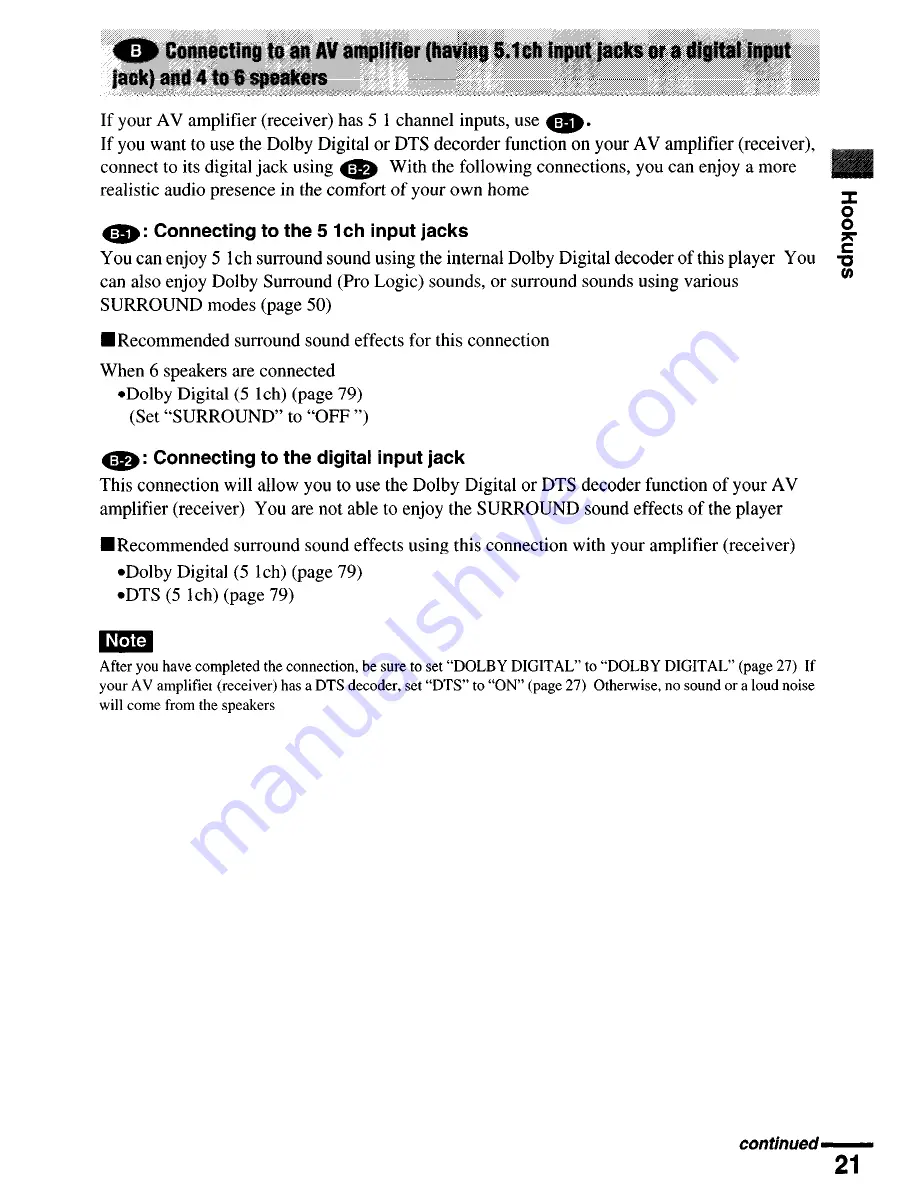 Sony DVP-NS4OOD Operating Instructions Manual Download Page 21