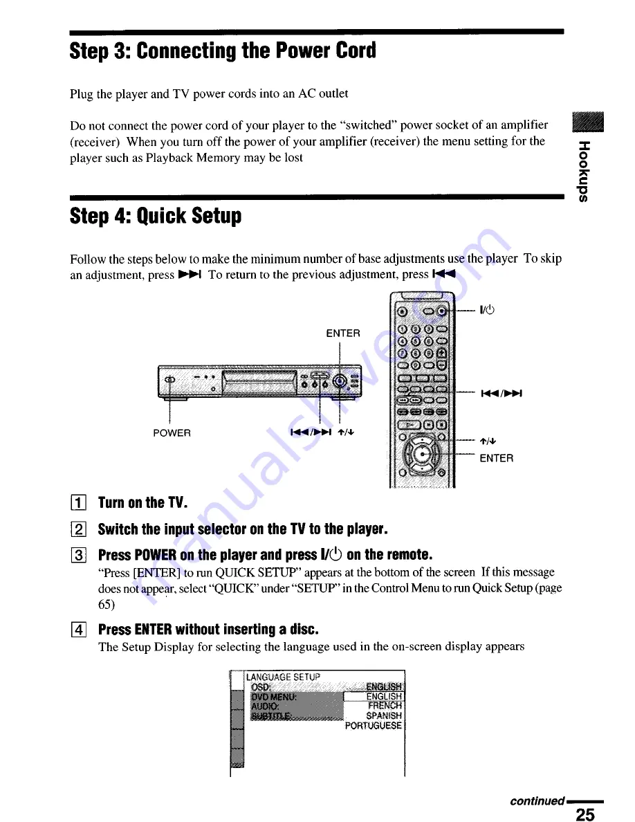 Sony DVP-NS4OOD Operating Instructions Manual Download Page 25