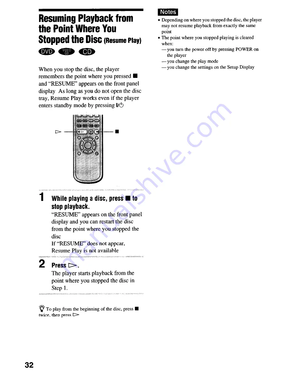 Sony DVP-NS4OOD Operating Instructions Manual Download Page 32