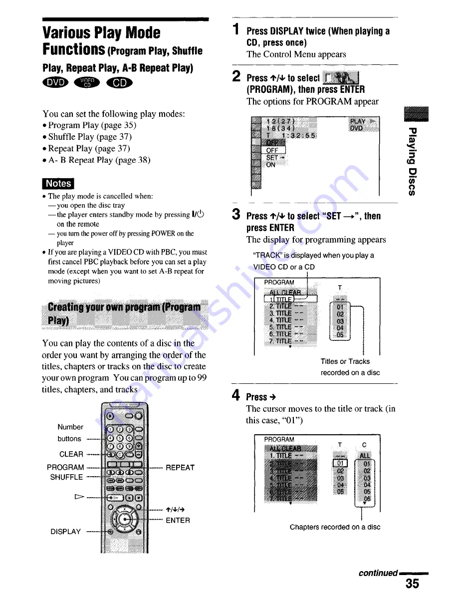 Sony DVP-NS4OOD Operating Instructions Manual Download Page 35