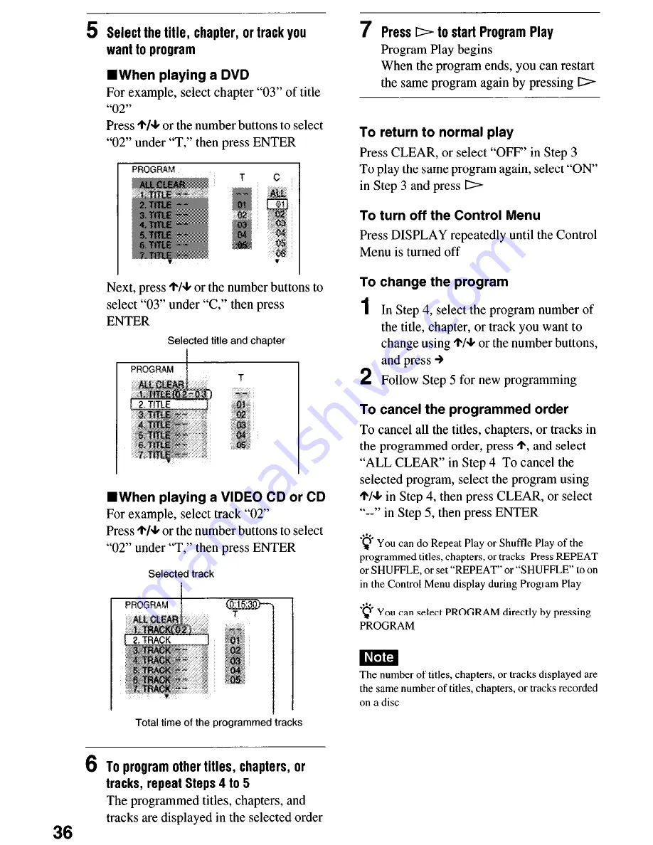 Sony DVP-NS4OOD Operating Instructions Manual Download Page 36