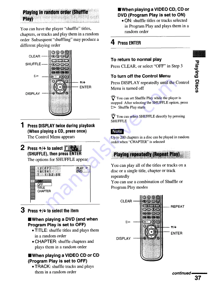 Sony DVP-NS4OOD Operating Instructions Manual Download Page 37