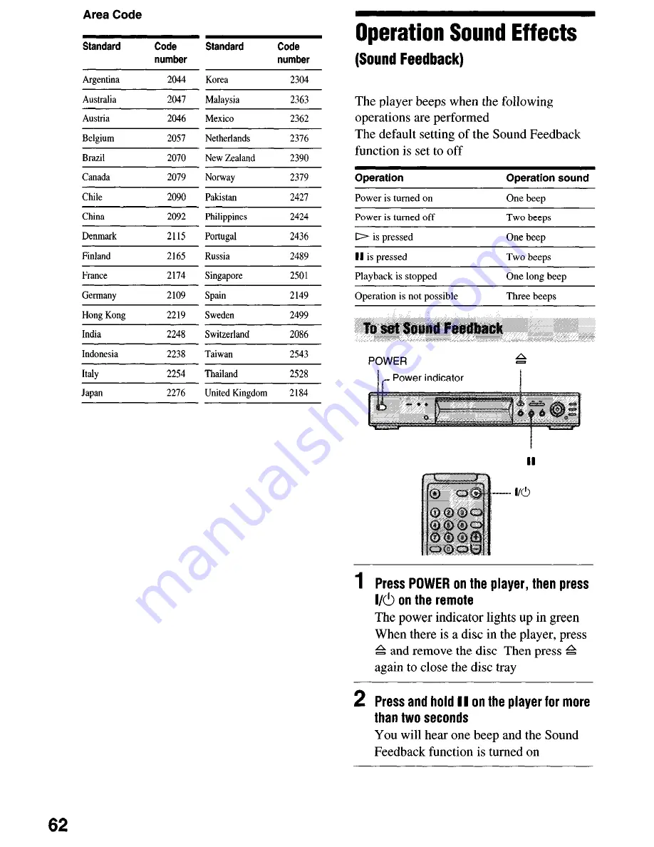 Sony DVP-NS4OOD Operating Instructions Manual Download Page 62