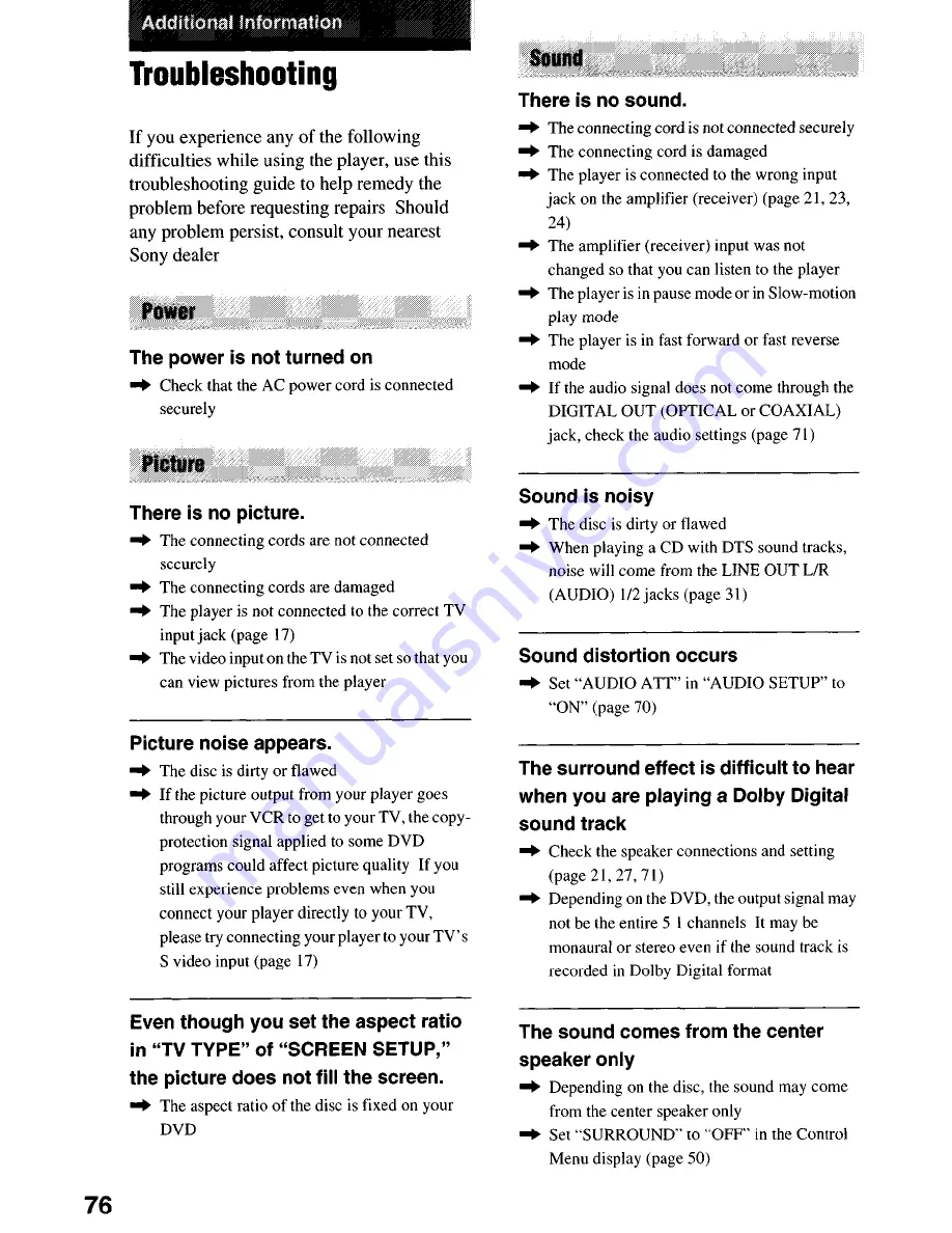 Sony DVP-NS4OOD Operating Instructions Manual Download Page 76