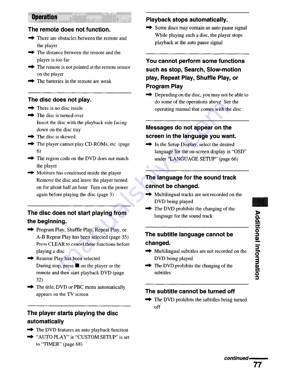 Sony DVP-NS4OOD Operating Instructions Manual Download Page 77