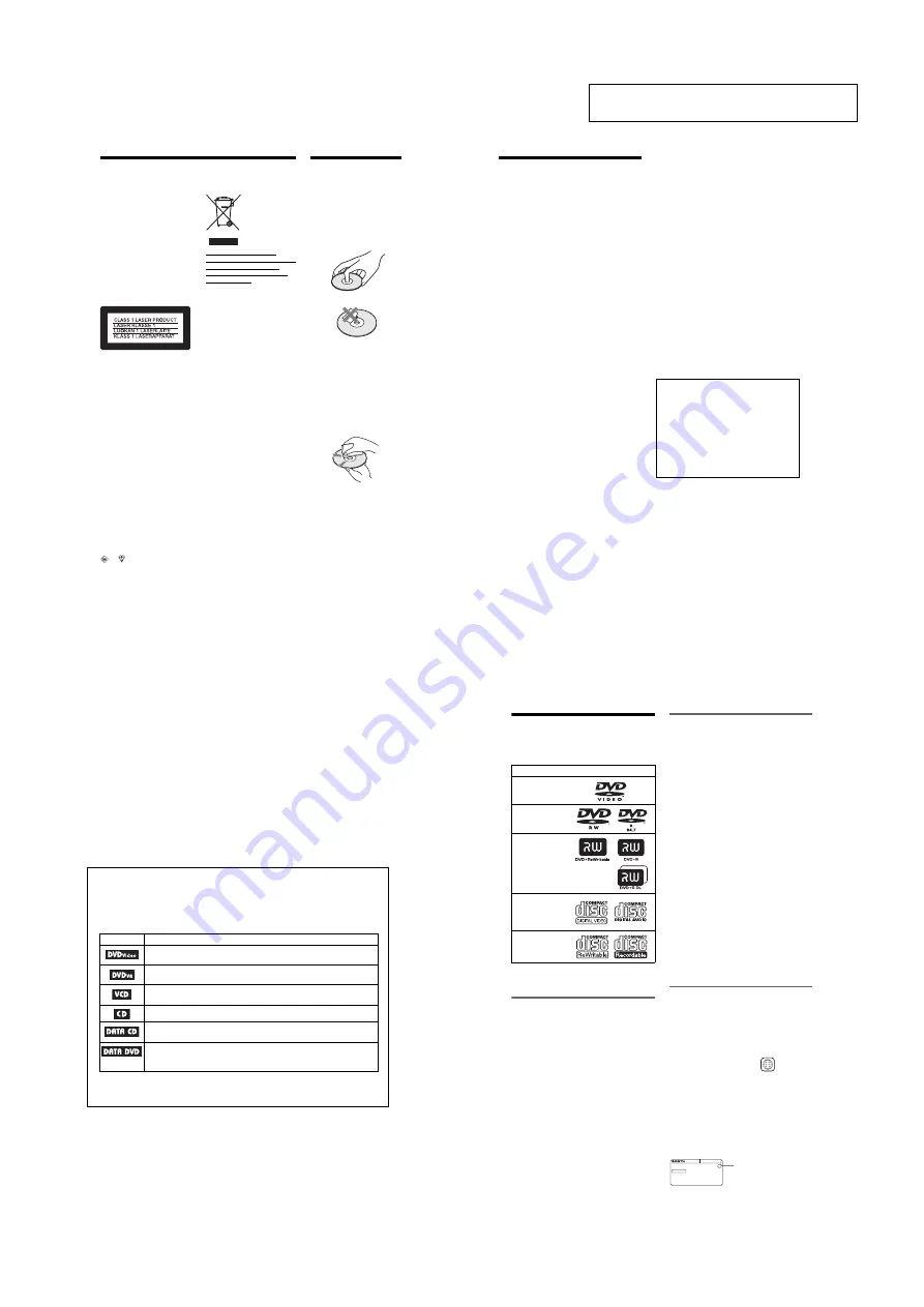 Sony DVP-NS72HP Operating Instructions / Manual de instrucciones Скачать руководство пользователя страница 6