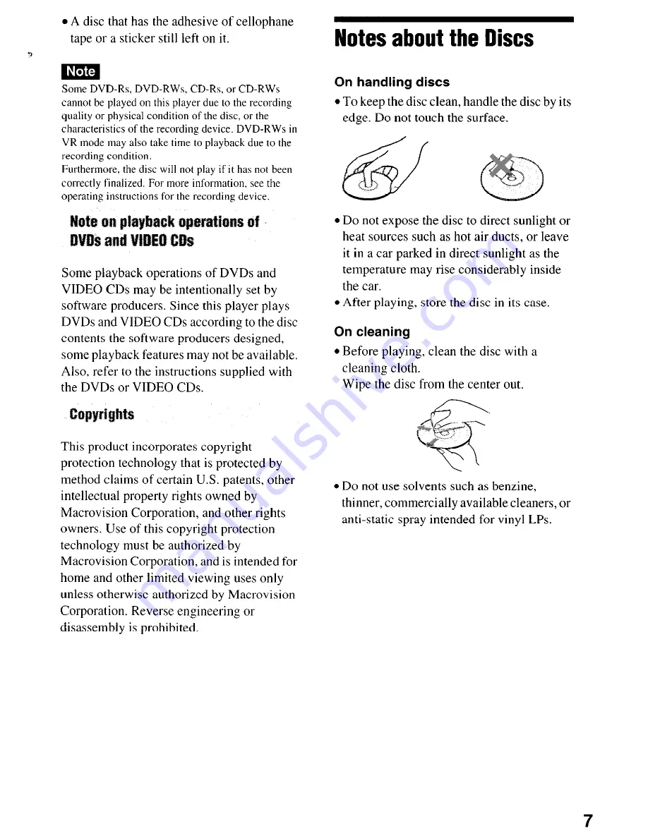 Sony DVP-NSSOOV Operating Instructions Manual Download Page 7